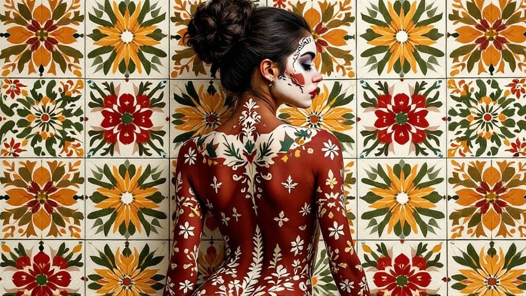 Vibrant Revolution on a Woman's Back—Fusion of Americana and...