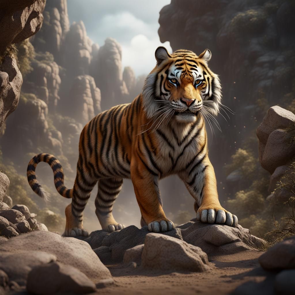 Earthen Tiger: Detailed Fantasy Concept Art