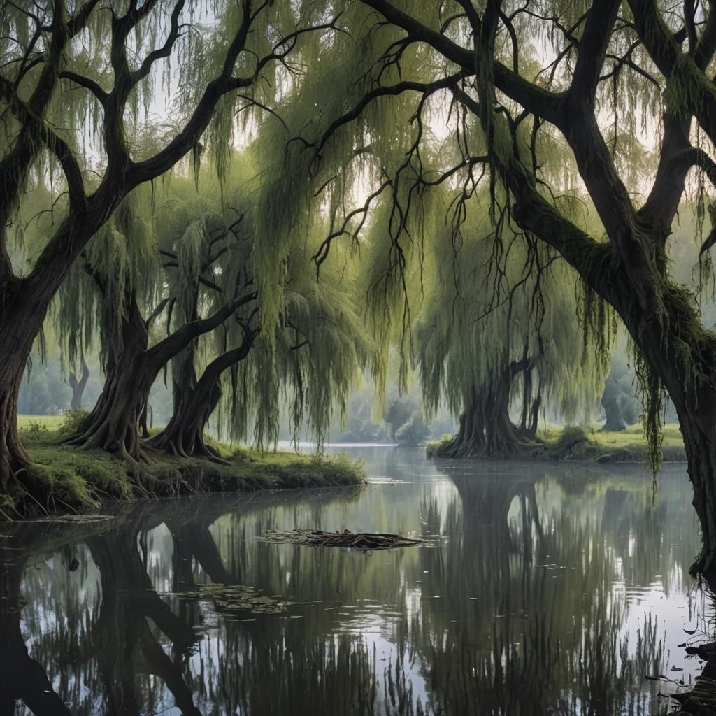 Photorealistic Dark Lake at Early Morning