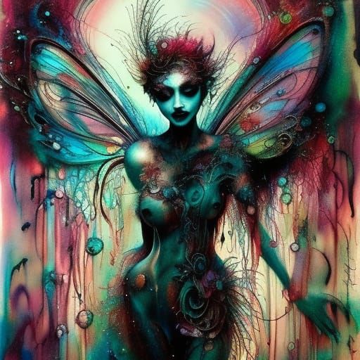 Beautiful Fairy with Big Eyes in Fluid Gouache Style
