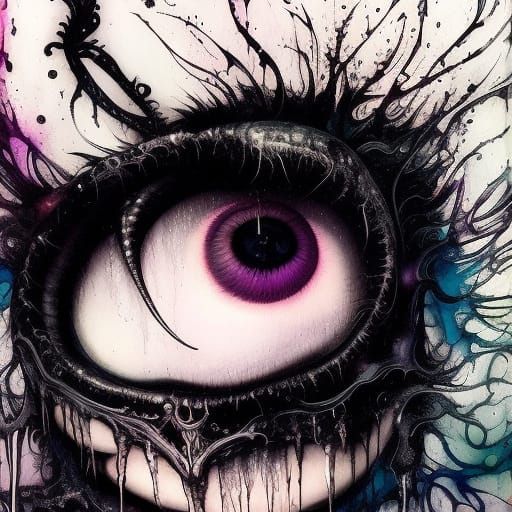 Fantastic Fairy with Big Eyes in Ink Splash Style