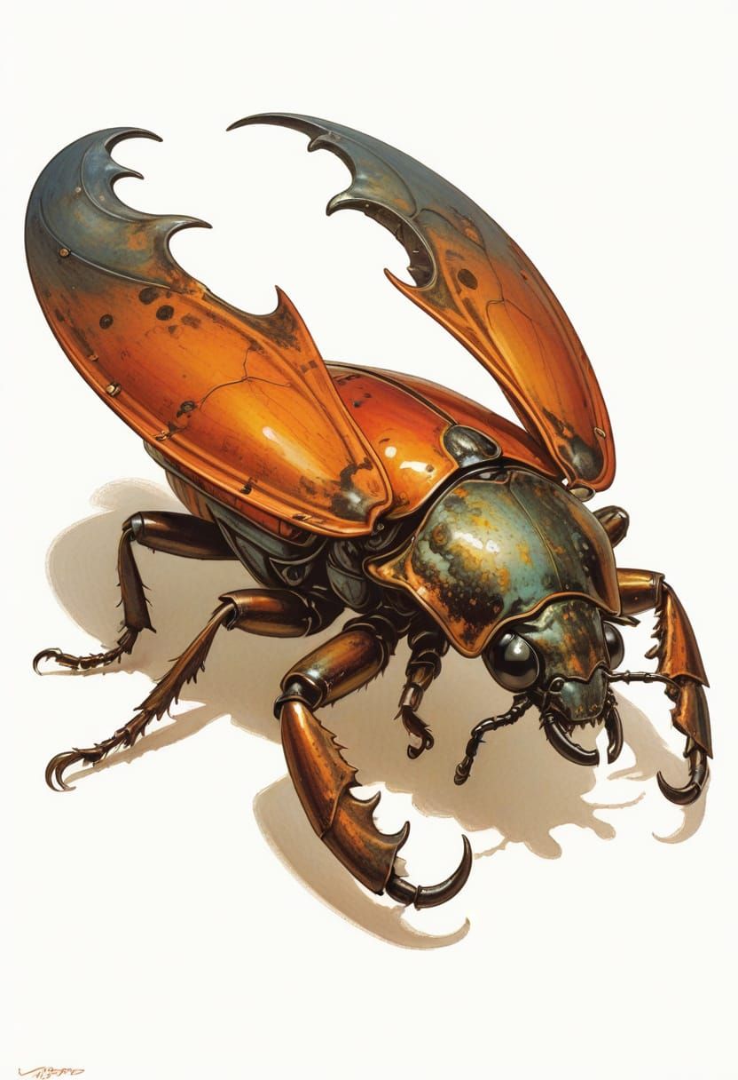 Highly Detailed Beetle Illustration in Fantasy Art Style