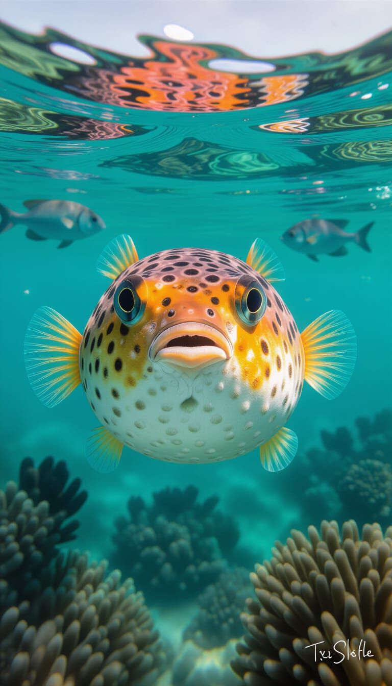 Pufferfish Close-Up Underwater Photograph
