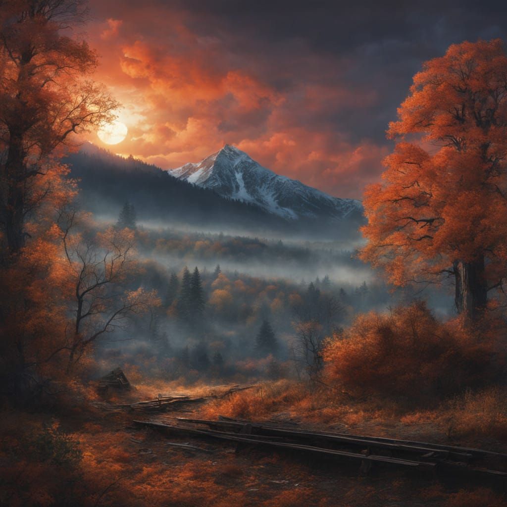 Hyperrealistic Sleepy Hollow Landscape at Dawn