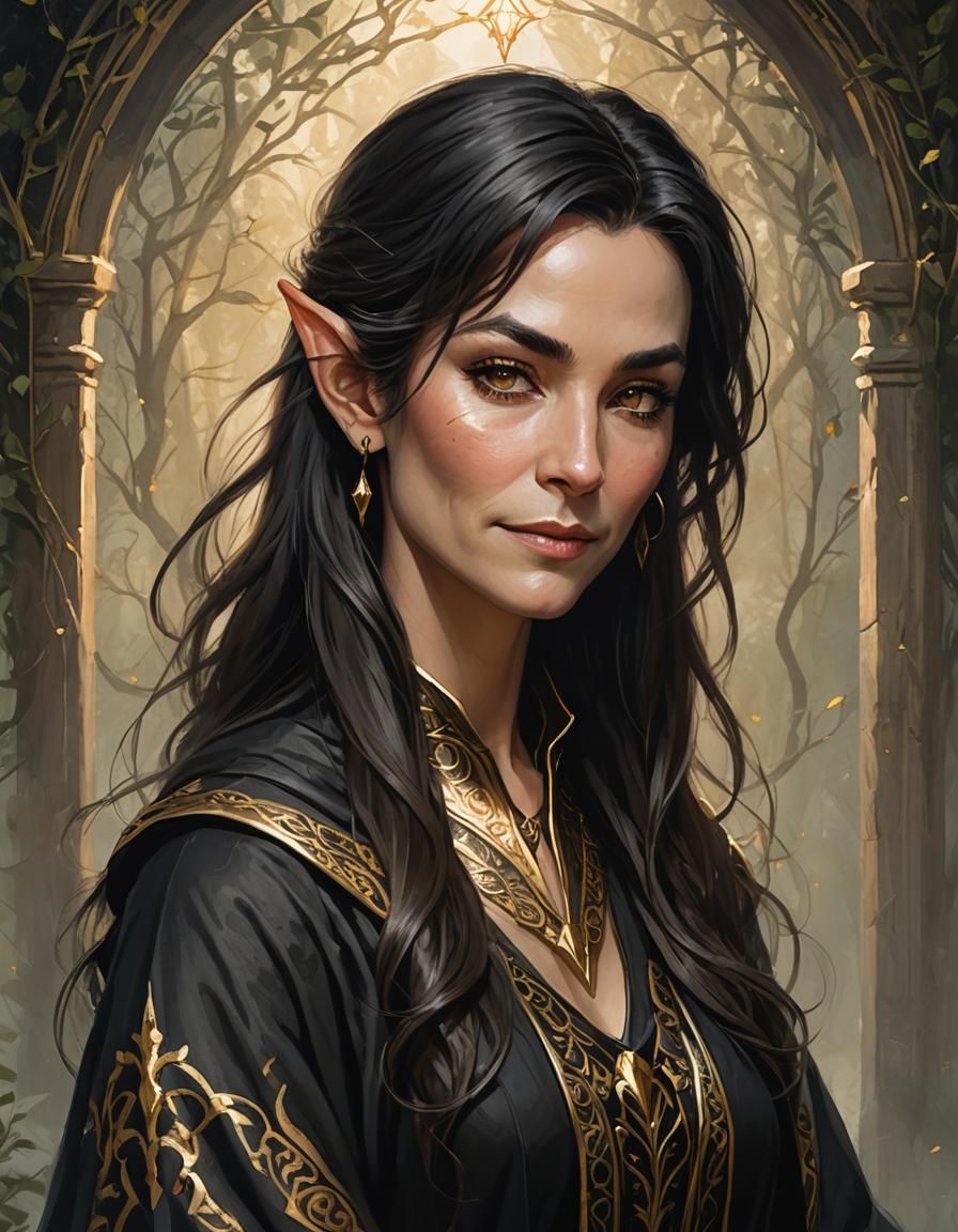 Elven Sorceress Portrait in Digital Art Style