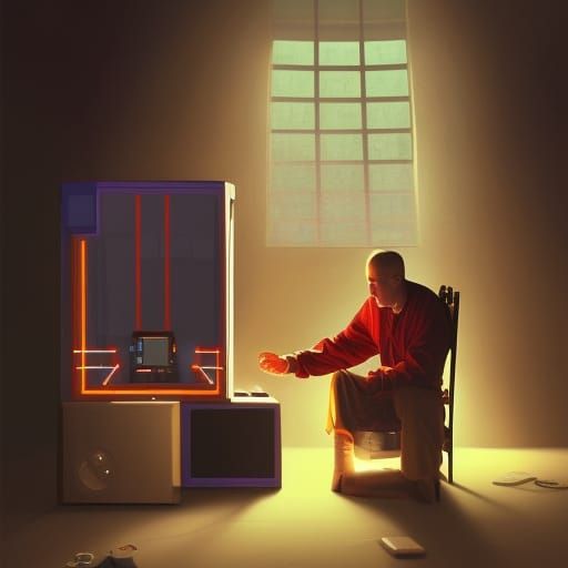 McLuhan and Monk Meditating in Tetris Arcade