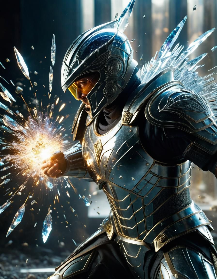 Glass Warrior Shattered by Bullet in Slow Motion