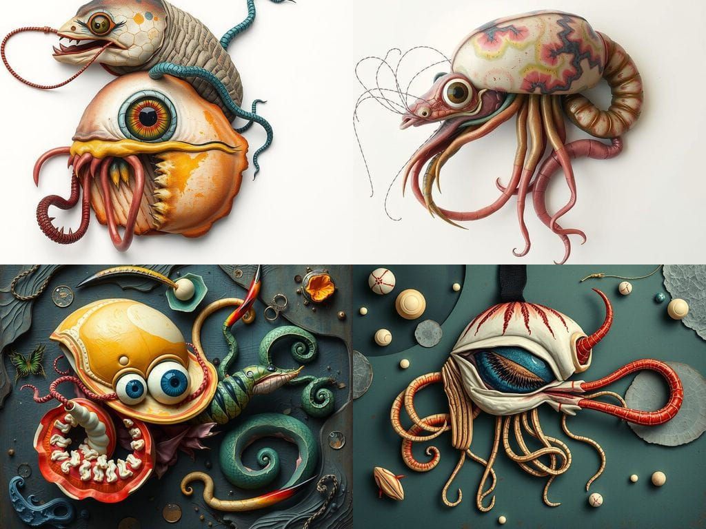 Bizarre Mutant Zygote with Jellyfish Snake Beak and Eyeball