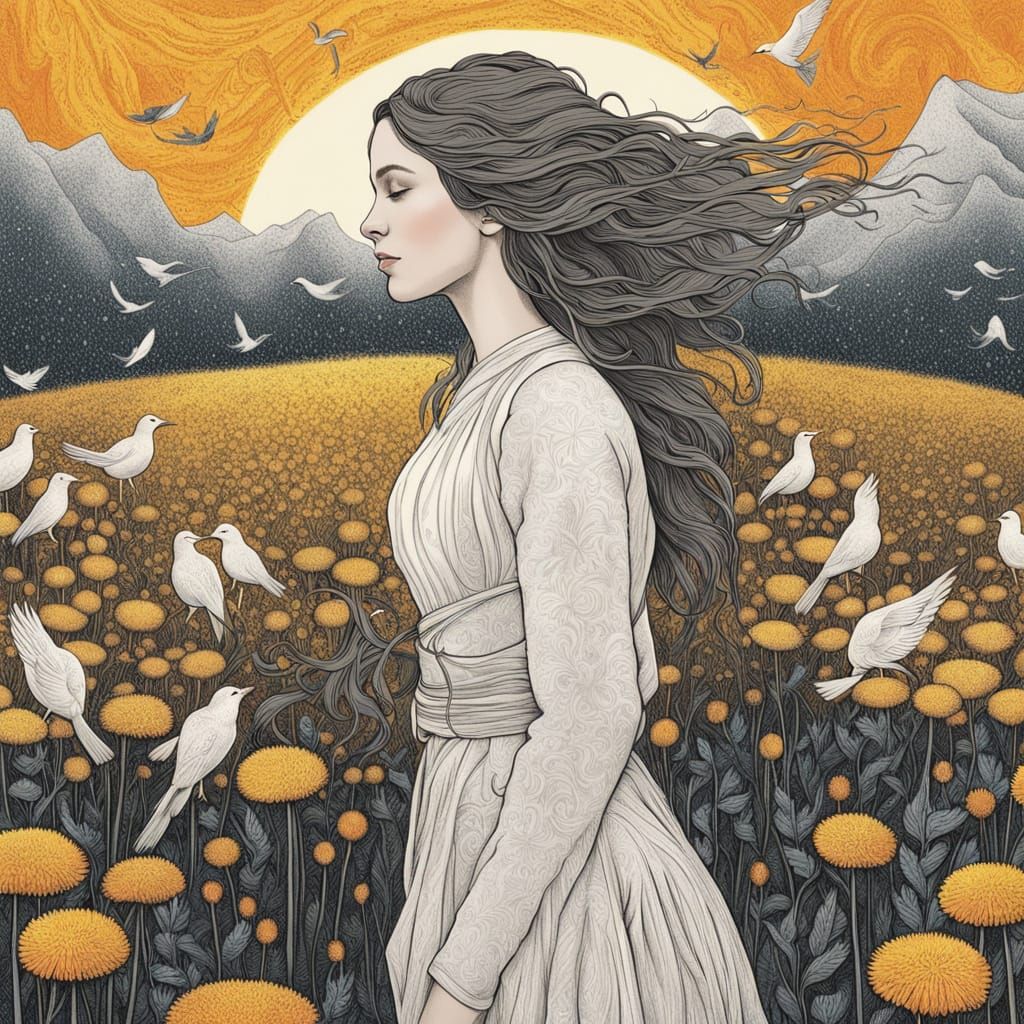 Surreal Astral Landscape with Glowing Creatures and Delicate...