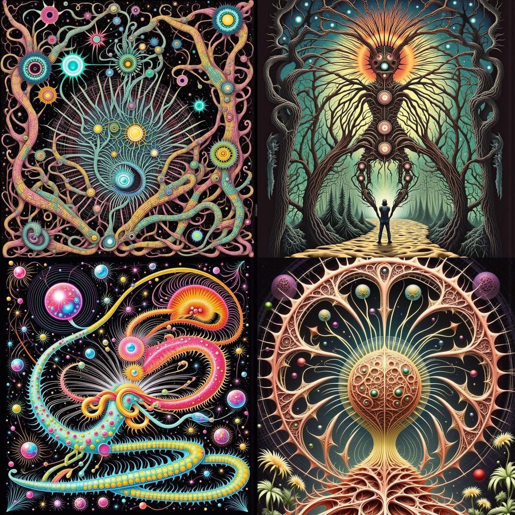 Retro Sci-Fi Poster with Intricate Fractal Veins