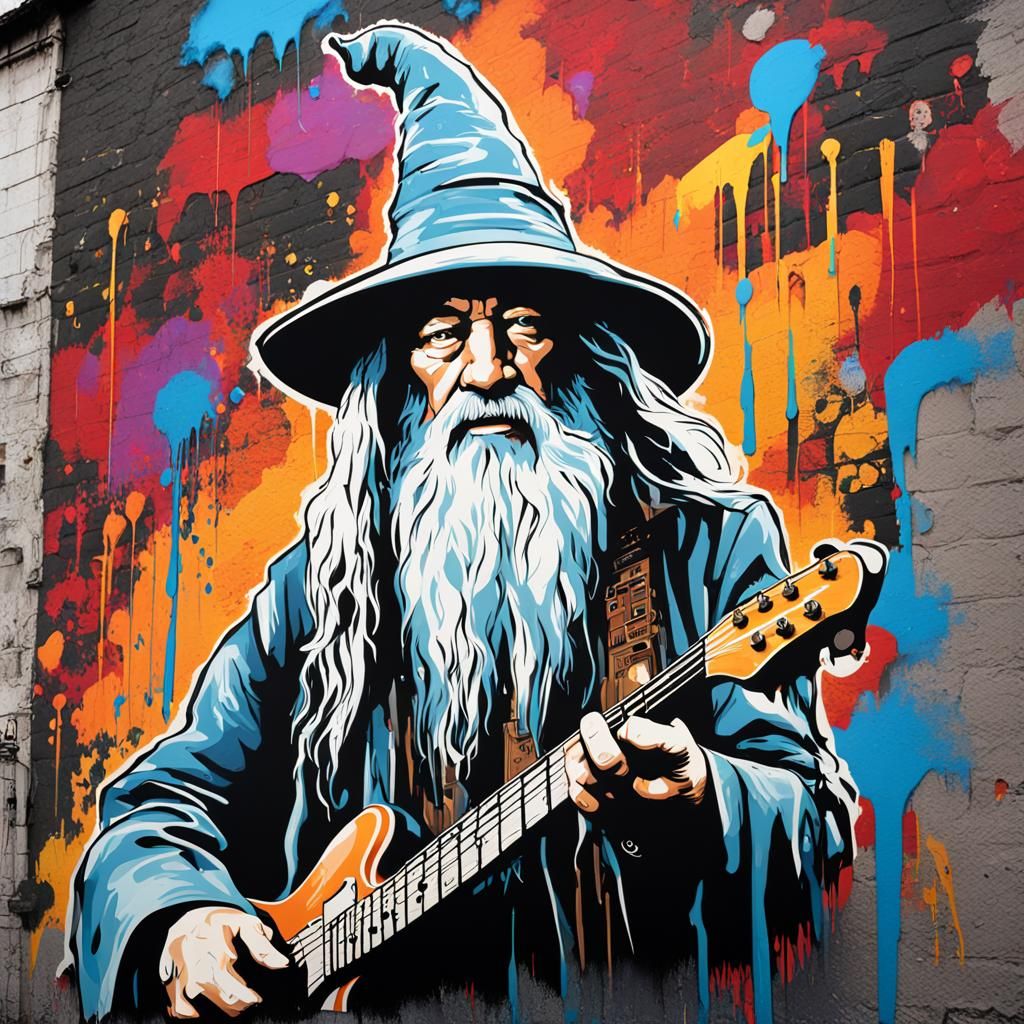 Gandalf Graffiti Art Poster in Street Style
