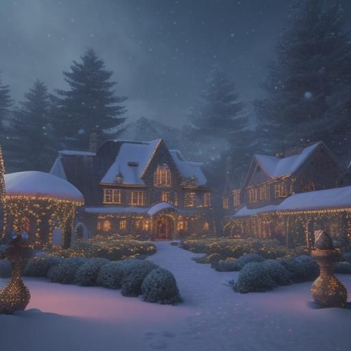 Festive Christmas Backyard in Winter Wonderland