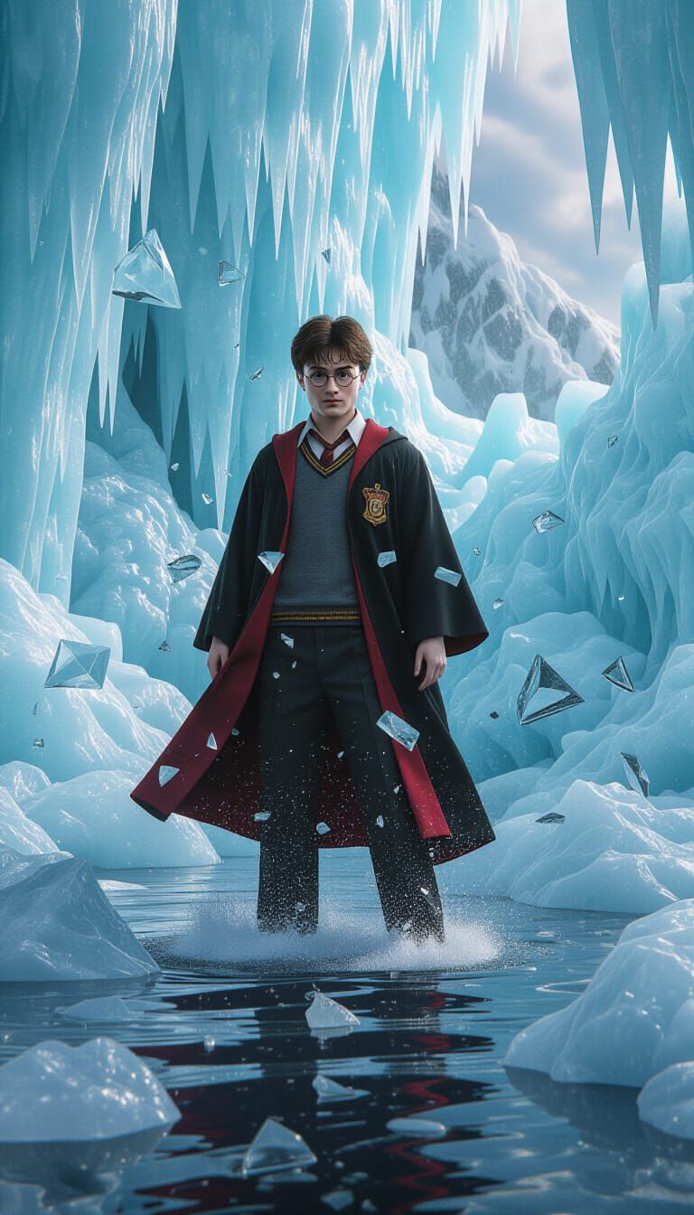 Harry Potter and Shattered Ice, in a Dali-esque Style