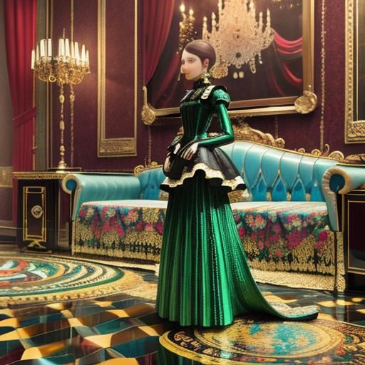 Psychedelic 1890s Parlor in Surreal CGI