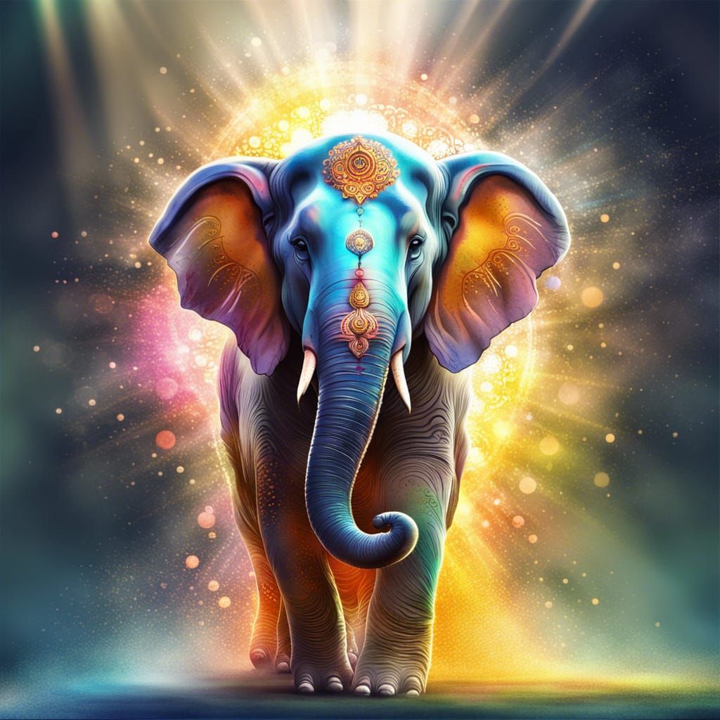 Colorful Digital Art of Ganesh the Elephant God