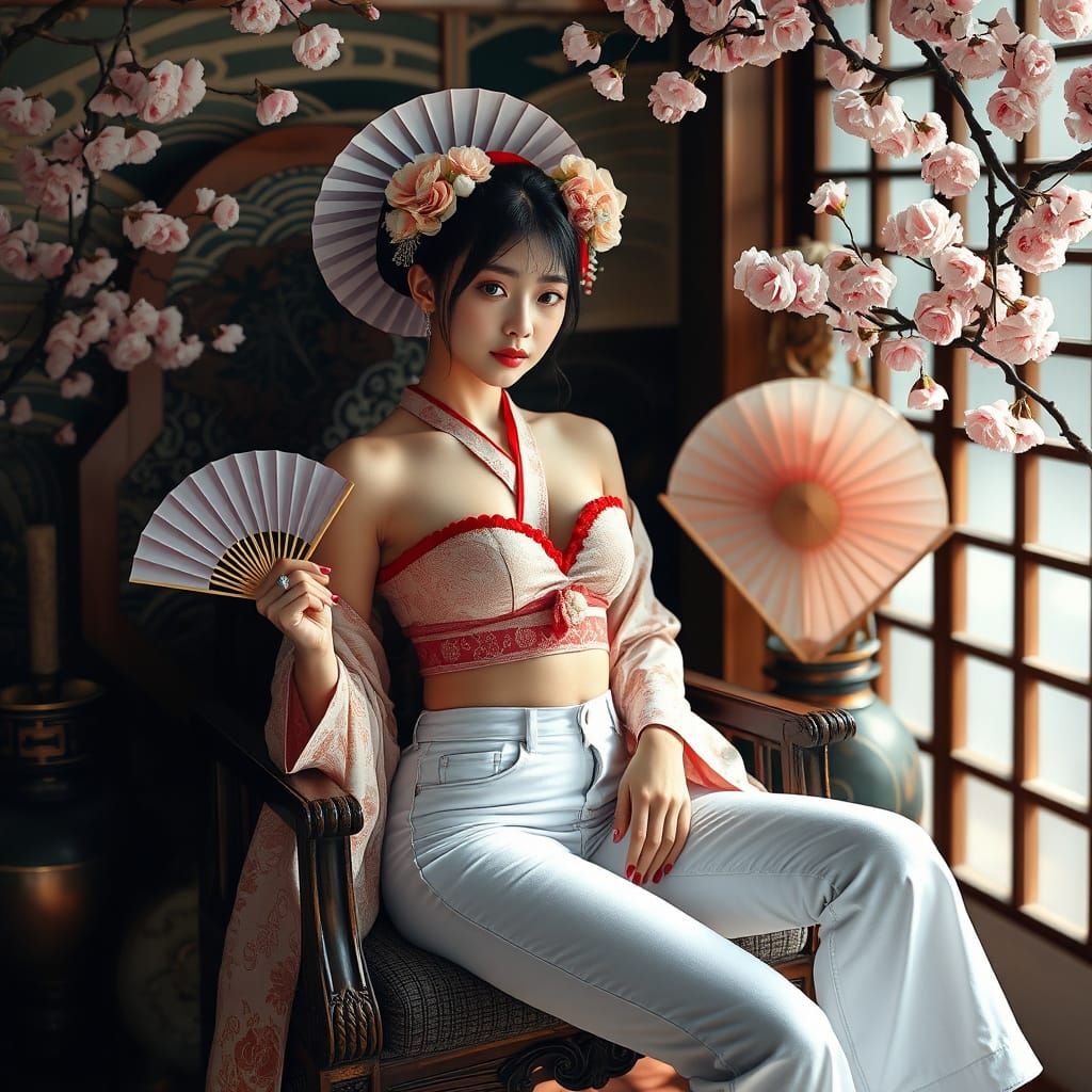 Geisha in Jeans: Photorealistic Fusion of Tradition