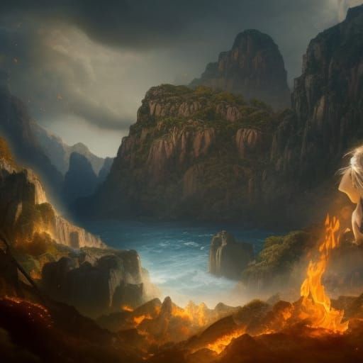 Through the four elements, fire, earth, wind and water, Epic...
