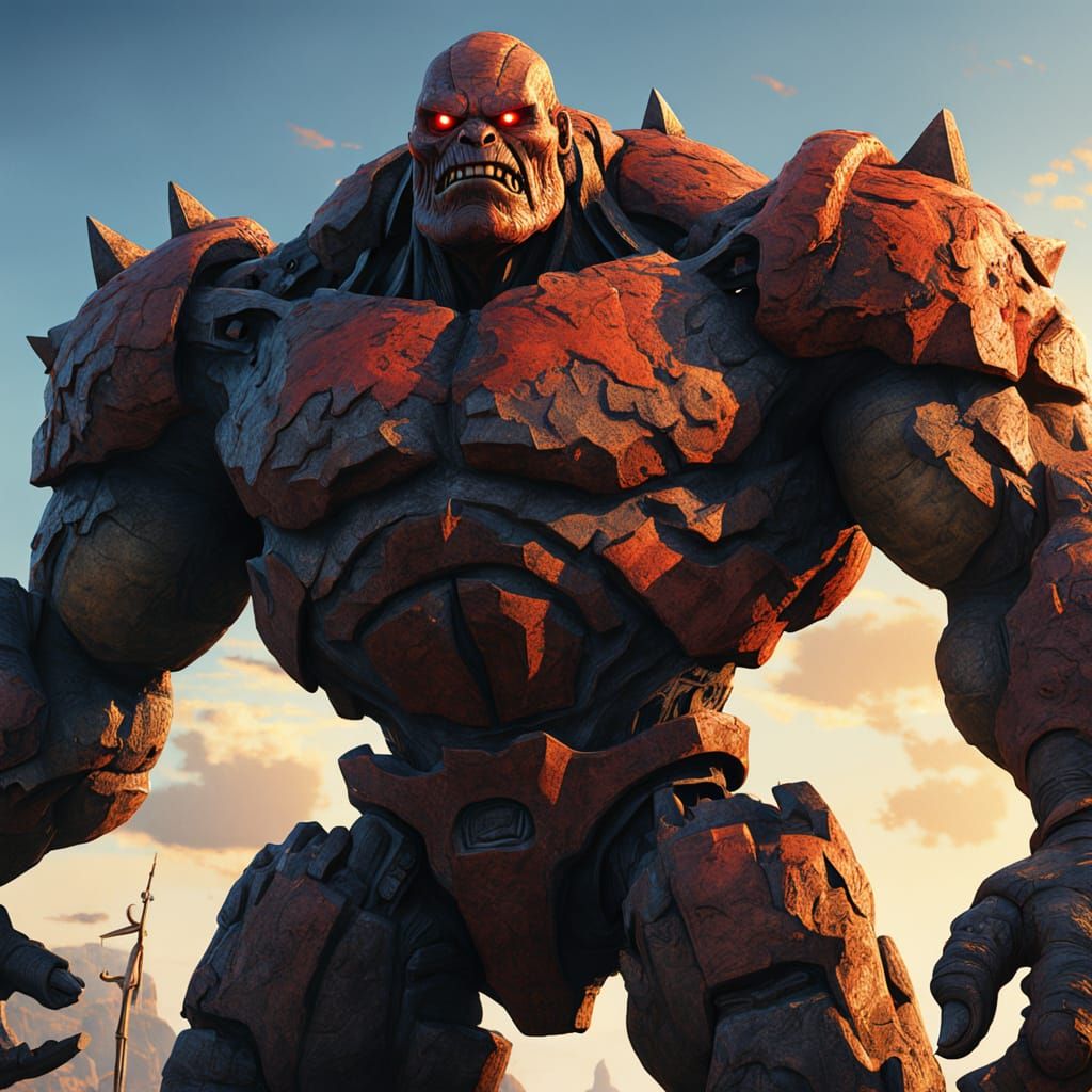 Gigantor: Epic Stone Golem in Golden Hour Glory