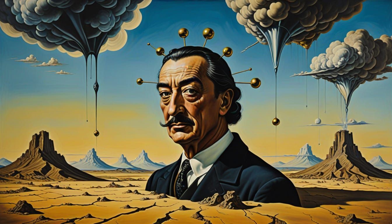 Surrealist Masterpiece of Unity in Melting Oil on Canvas