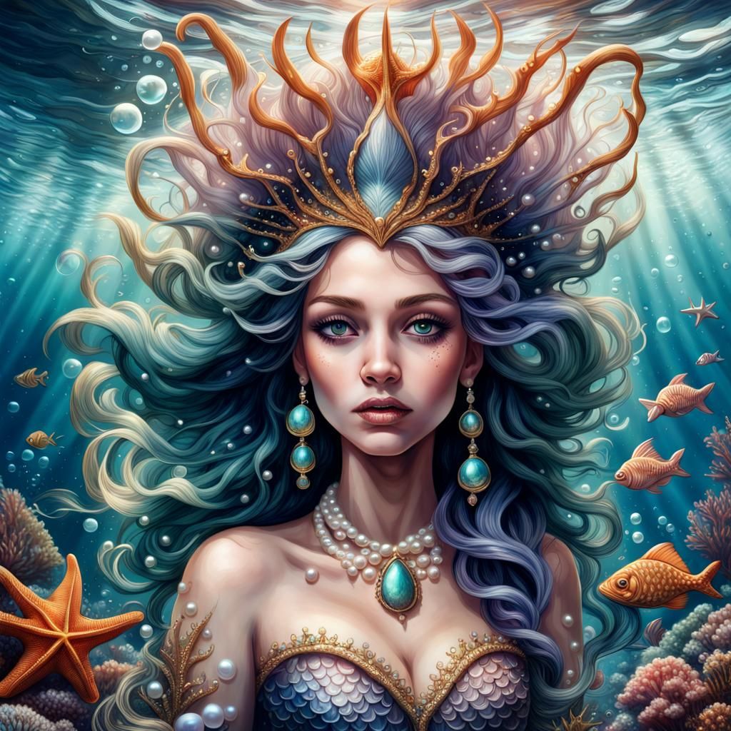 Hyperrealistic Mermaid in Underwater Fantasy Art