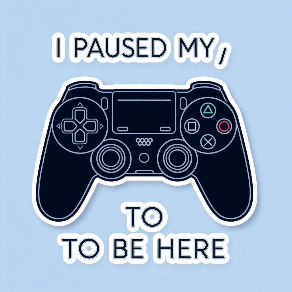 Minimalist Line Art Sticker: I Paused My Game To Be Here