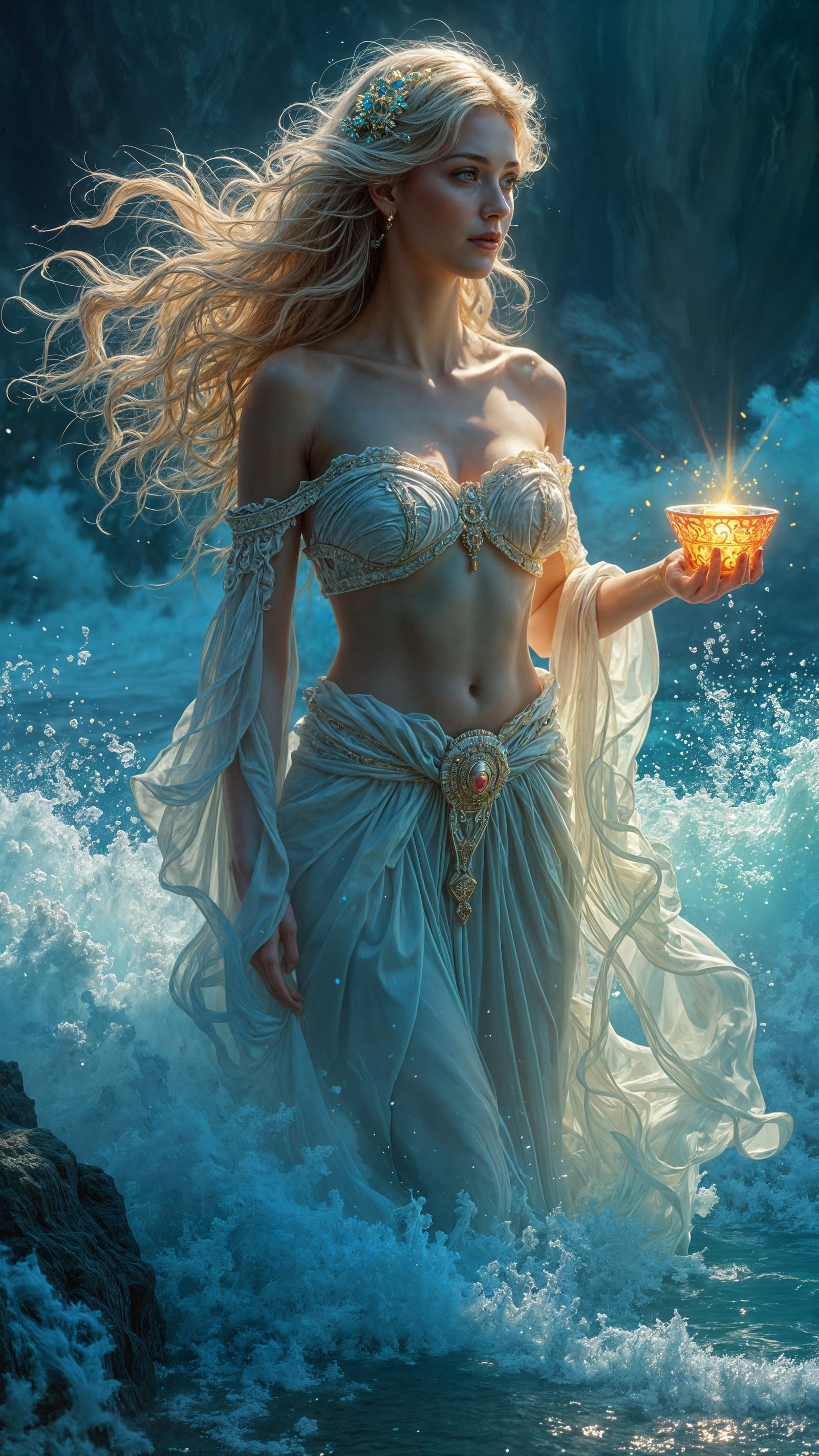 Aphrodite's Birth from Sea Foam: Digital Art
