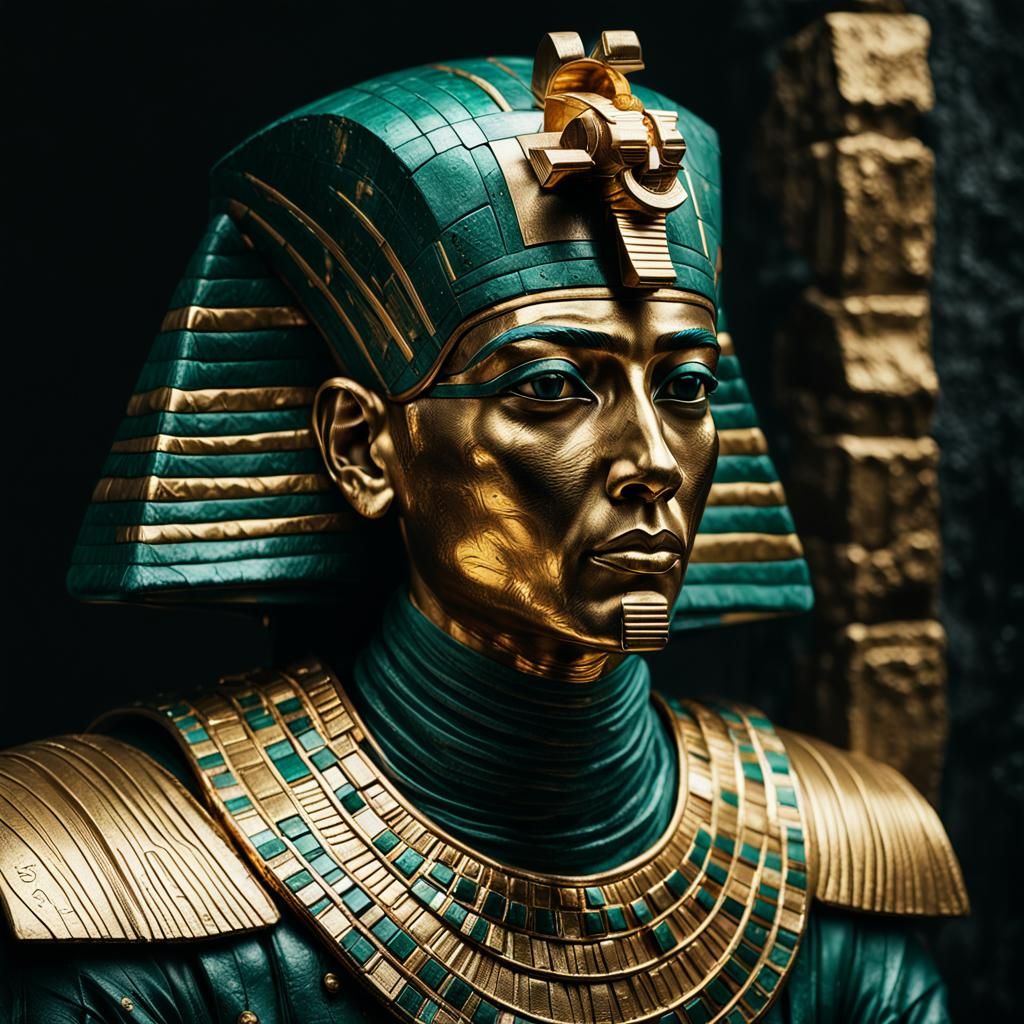 Tutankhamun as Astronaut Exploring Ruins, Hyperrealistic Sty...