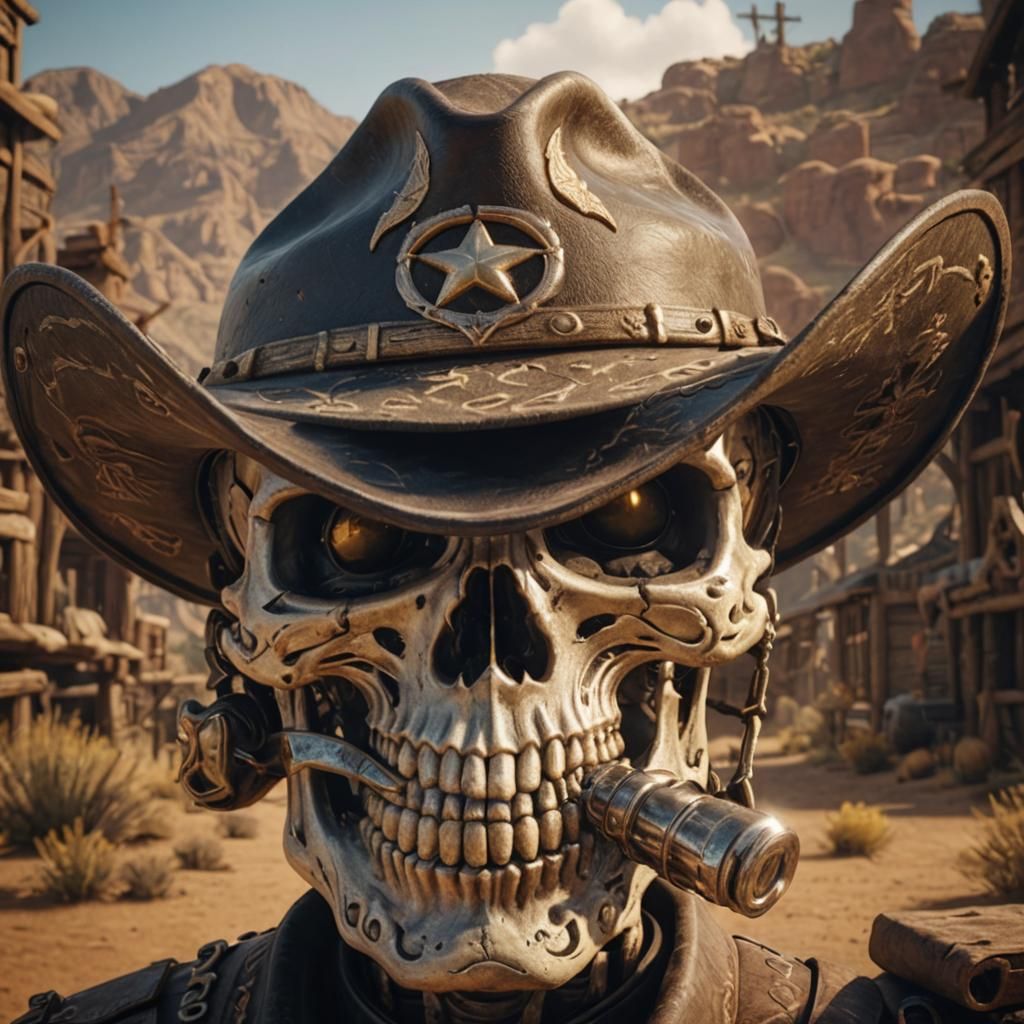 Western Cowboy Skeleton Sheriff in 3D Style
