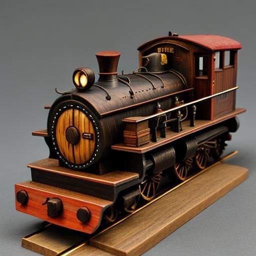fancy hand carved wooden train