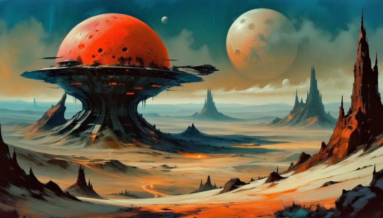 Vibrant Sci-Fi Landscape with Futuristic Architecture