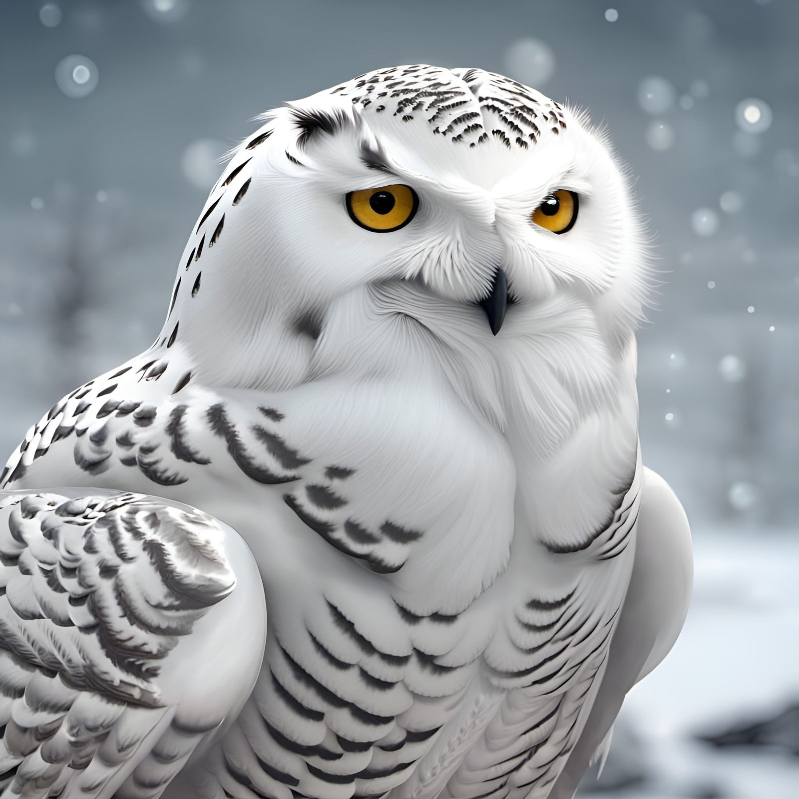 Detailed 8K Image of a Snowy Owl