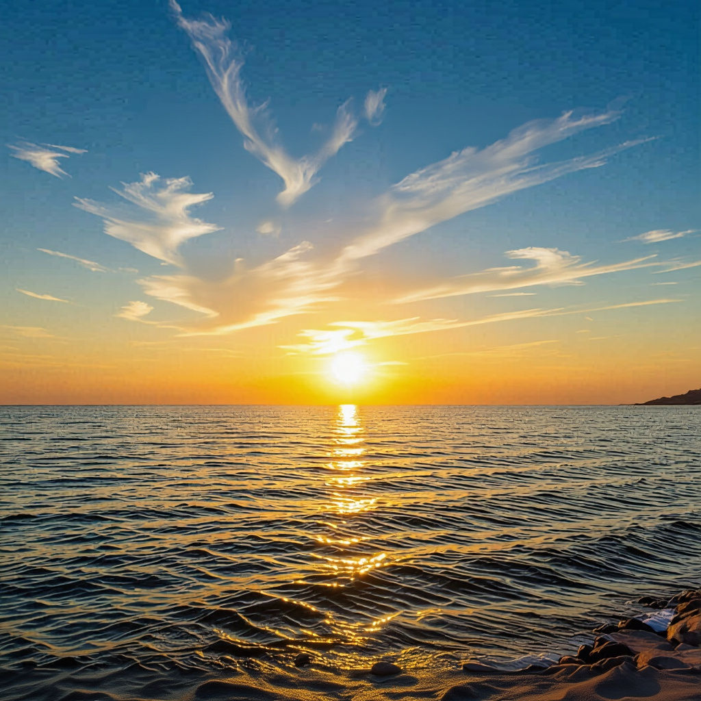 Hebrew Father's Gratitude at Sunset