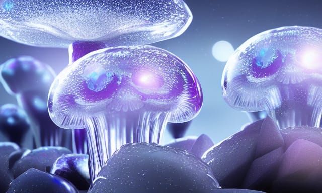 Epic Crystal Mushrooms in Sci-Fi Concept Art