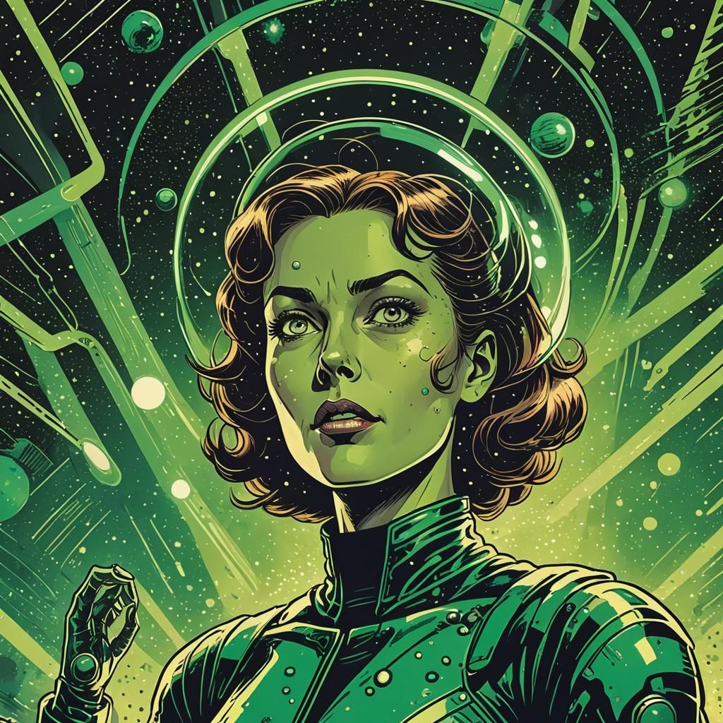 Retro Comic Woman in Alien Laboratory