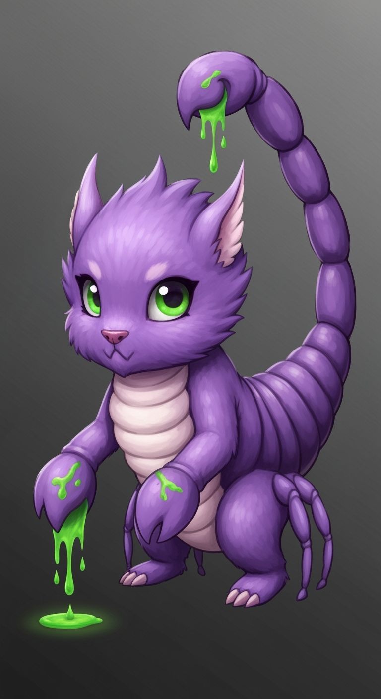 Cute Purple Creature With Scorpion Tail And Wings