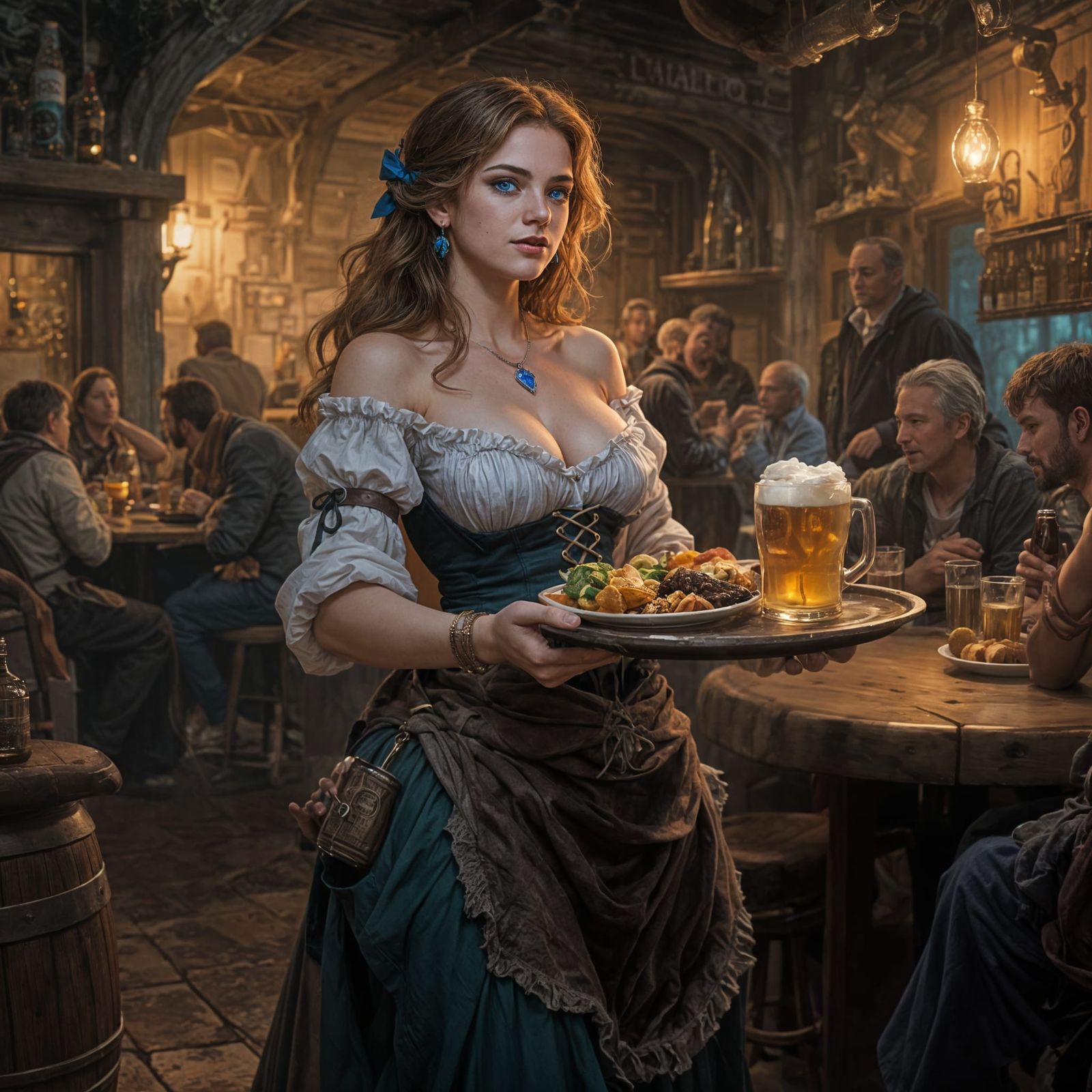 Fantasy Tavern Wench Illustration in Royo Rosinski Style