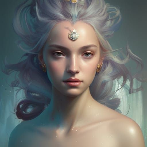 Beautiful Young Queen Portrait in Hyperdetailed Style