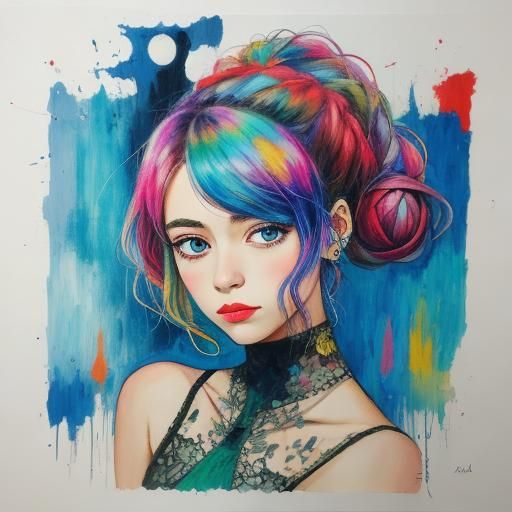 Ethereal Portrait in Watercolor Style
