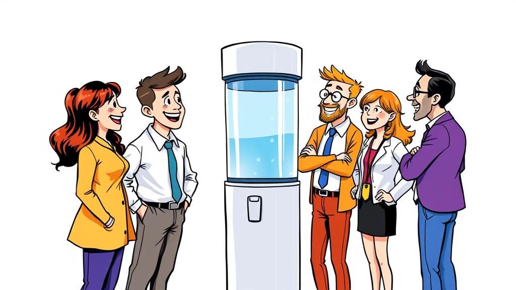 Cartoon IT Professionals at the Water Cooler