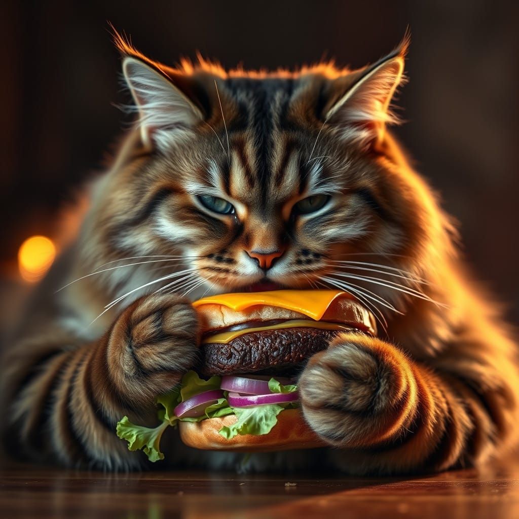 Feline Epicure in Cyberpunk Paradise