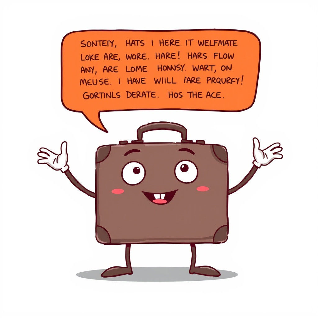 Cartoon Briefcase Character with Speech Balloon