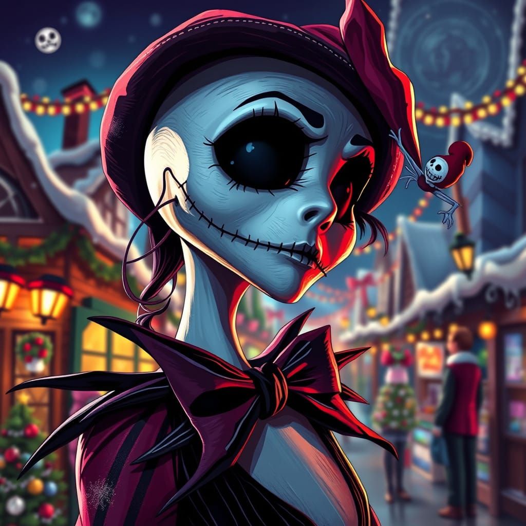 A Vibrant Christmas Town Scene in Hyperrealistic Style