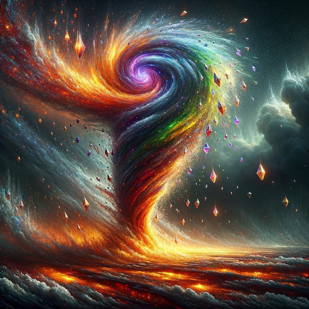 mesmerizing tornado composed of both water and fire, swirlin...