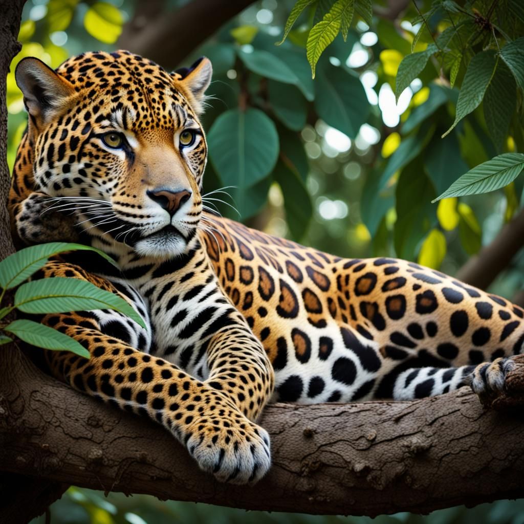Jaguar Lounging in a Tree: Cinematic UHD Detail