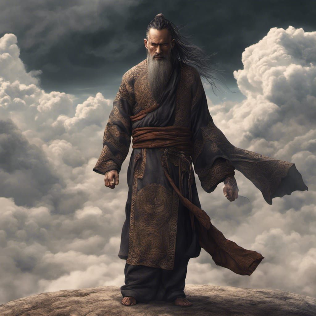 D&D Male Monk with Cloud Tattoo