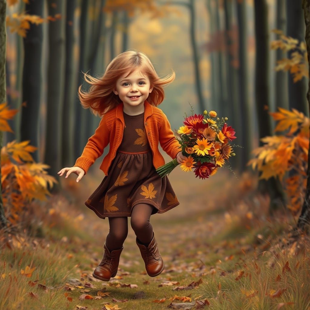 Vibrant Autumn Girl in Motion