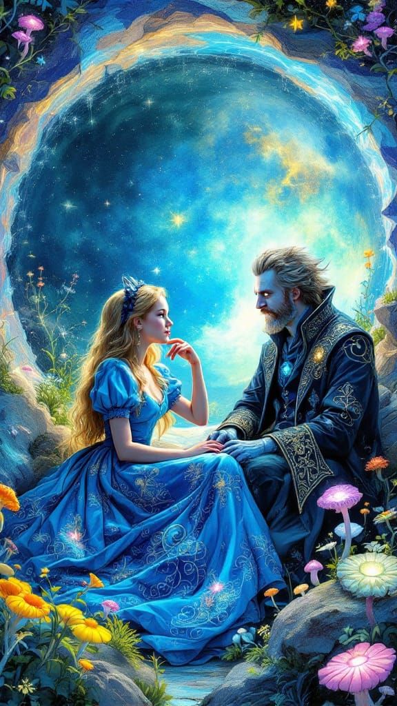 Alice in Wonderland and Alchemist in Moon Garden
