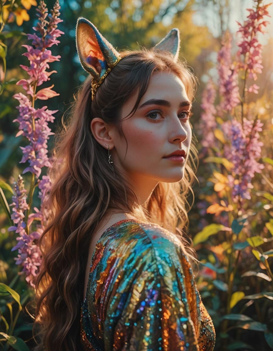 Nature-Inspired Female Portrait in Impressionist Style