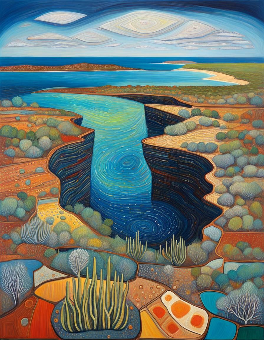 Ningaloo Coast Vista in Expressionist Oil Painting