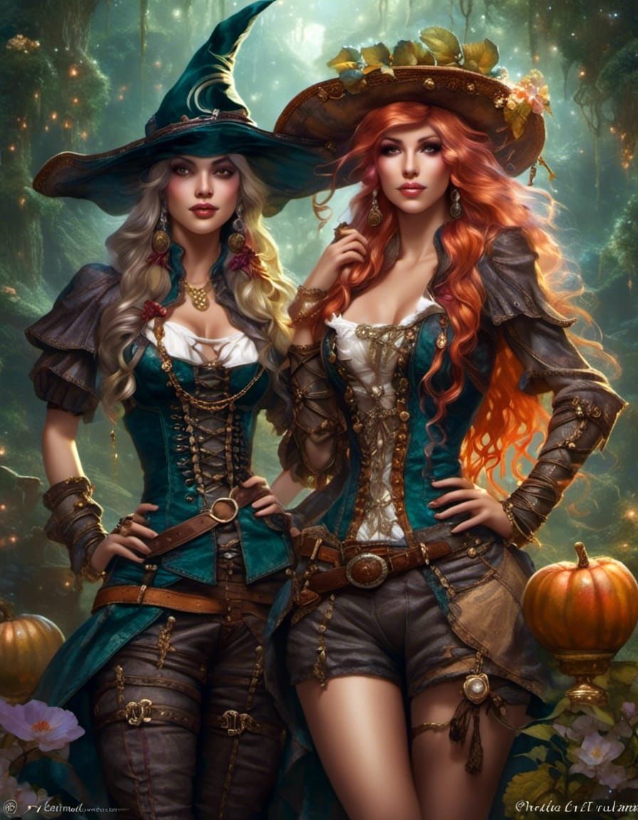 Faerie Elf Pirate Witch Sisters in Fairytale Style